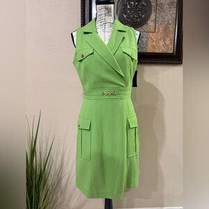 Tahari Cargo Pockets Career Sleeveless Midi Dress